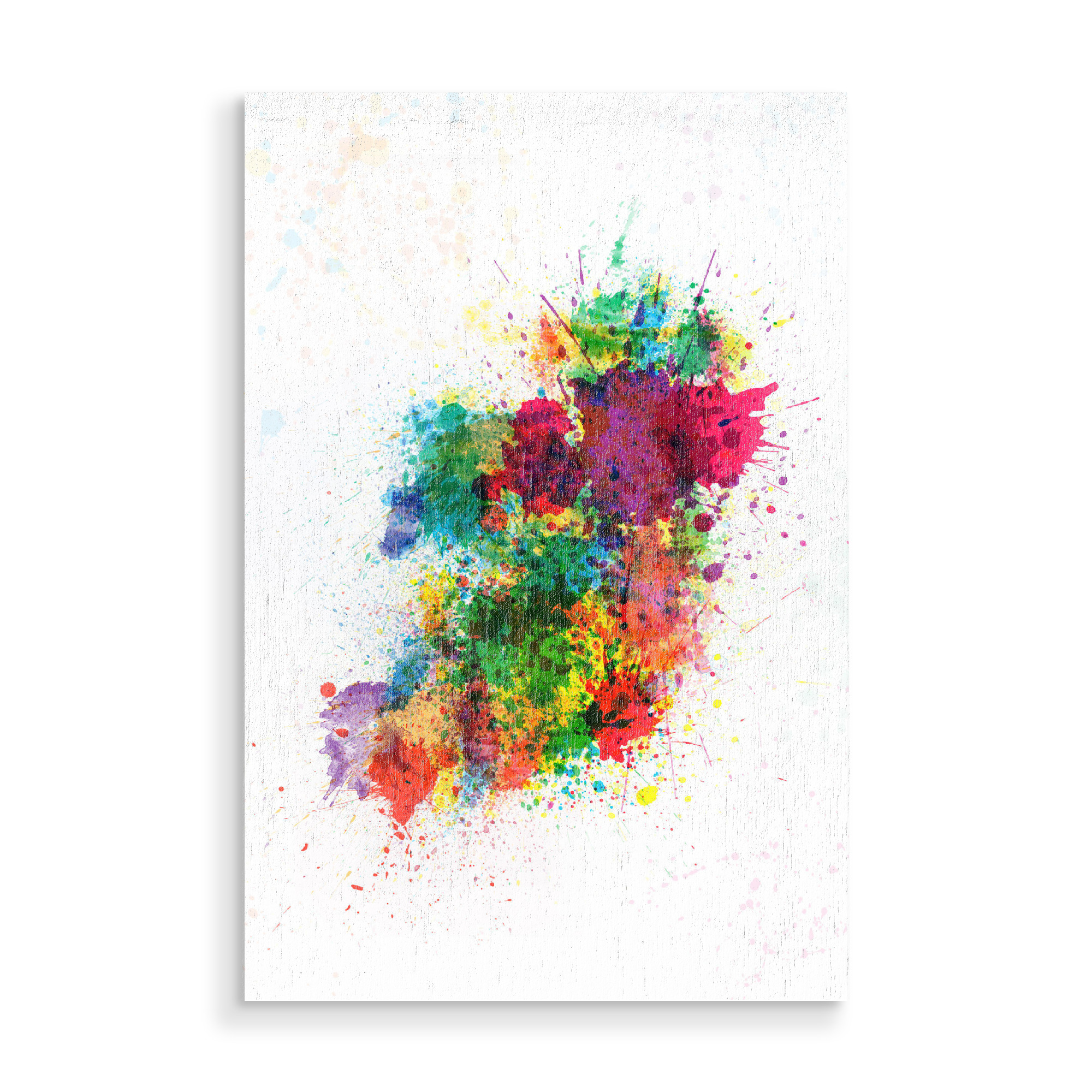 Holzbild "Ireland Map Paint Splashes" artboxONE - Reise,Reise / Länder,Kartografie