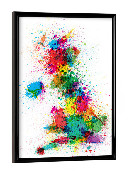 Poster mit schwarzem Rahmen "Great Britain Paint Splashes Map" artboxONE - Reise,Reise / Länder,Kartografie