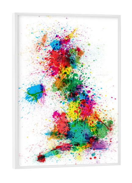 Poster mit weißem Rahmen "Great Britain Paint Splashes Map" artboxONE - Reise,Reise / Länder,Kartografie
