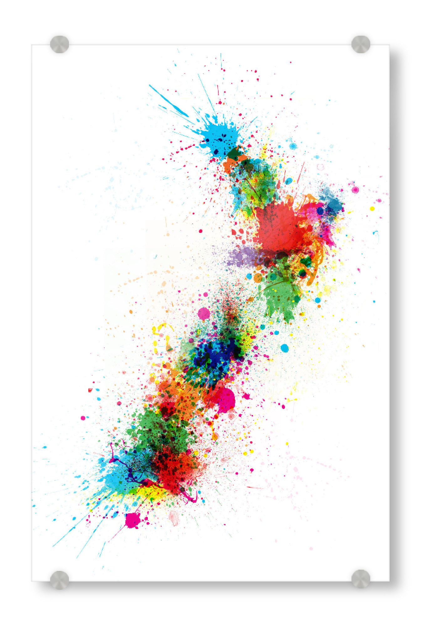 Acrylglasbild "New Zealand Paint Splashes Map" artboxONE - Reise,Reise / Länder,Kartografie