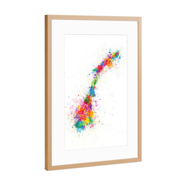 Poster mit Rahmen Kupfer "Norway Paint Splashes Map" artboxONE - Reise,Reise / Länder,Kartografie