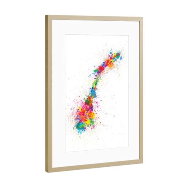 Poster mit Rahmen Gold "Norway Paint Splashes Map" artboxONE - Reise,Reise / Länder,Kartografie