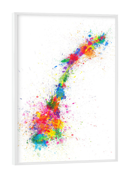 Poster mit weißem Rahmen "Norway Paint Splashes Map" artboxONE - Reise,Reise / Länder,Kartografie