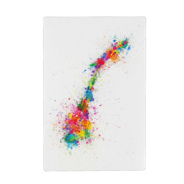 Holzbild "Norway Paint Splashes Map" artboxONE - Reise,Reise / Länder,Kartografie