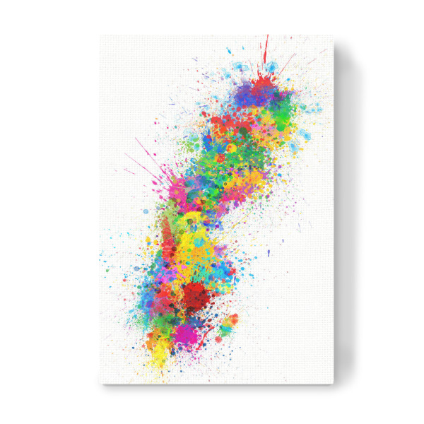 Leinwandbild "Sweden Paint Splashes Map" artboxONE - Reise,Reise / Länder,Kartografie