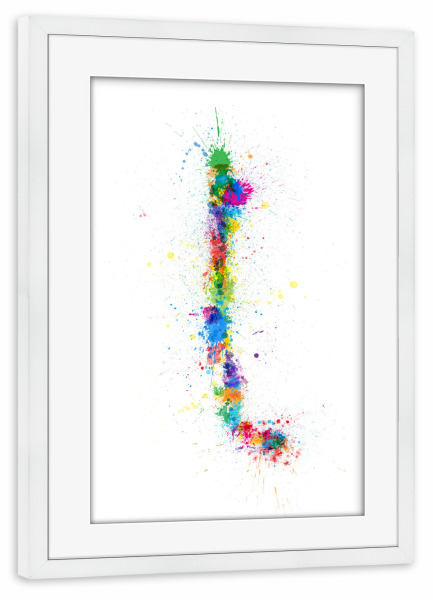 Poster mit Rahmen weiß "Chile Paint Splashes Map" artboxONE - Reise,Reise / Länder,Kartografie