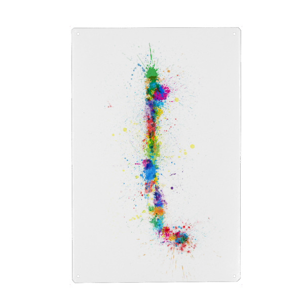 Metall Poster "Chile Paint Splashes Map" artboxONE - Reise,Reise / Länder,Kartografie