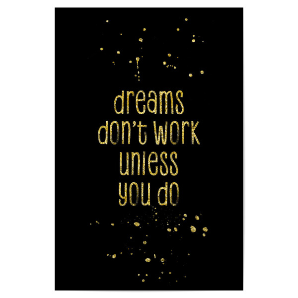 Poster 30x20 cm "TEXT ART Dreams | gold" artboxONE - Typografie