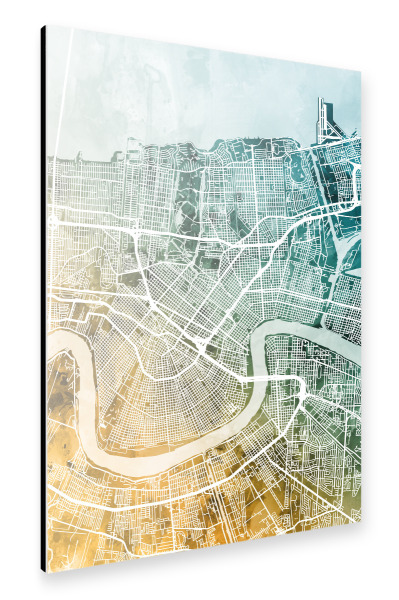 Alu-Dibond "New Orleans City Map" 30x20 cm artboxONE