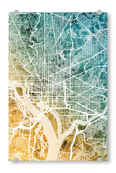Acrylglasbild "Washington DC City Map" artboxONE - Städte,Städte / Washington,Kartografie