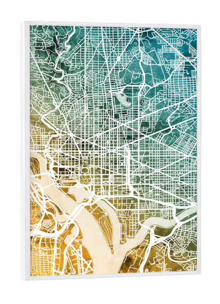 Poster mit weißem Rahmen "Washington DC City Map" artboxONE - Städte,Städte / Washington,Kartografie
