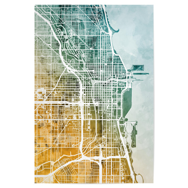Poster 30x20 cm "Chicago City Street Map 6" artboxONE - Städte / Chicago,Kartografie