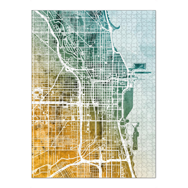 Puzzle Ravensburger "Chicago City Street Map 6" artboxONE - Städte / Chicago,Kartografie