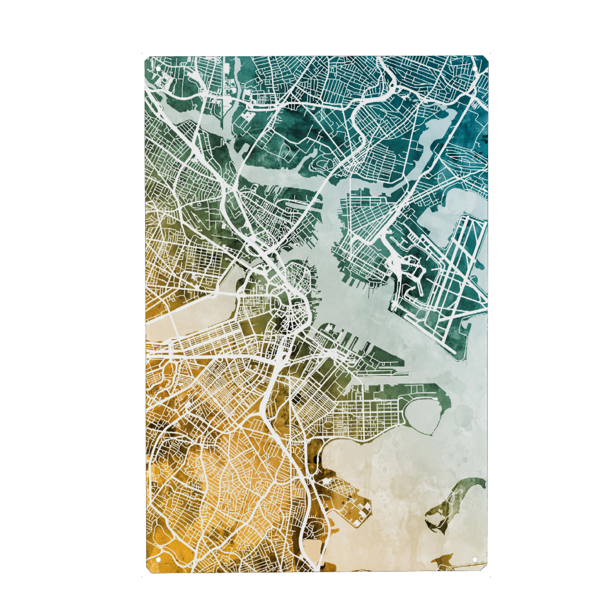 Metall Poster "Boston Massachusetts City Map" artboxONE - Städte,Städte / Boston,Kartografie