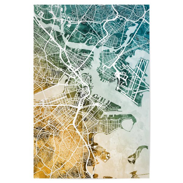 Poster 30x20 cm "Boston Massachusetts City Map" artboxONE - Städte,Städte / Boston,Kartografie