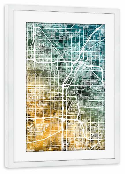 Poster mit Rahmen weiß "Las Vegas City Map" artboxONE - Städte,Städte / Las Vegas,Kartografie