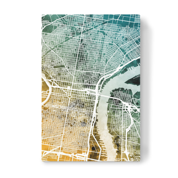 Leinwandbild "Philadelphia Pennsylvania Map" artboxONE - Städte,Städte / Weitere,Kartografie