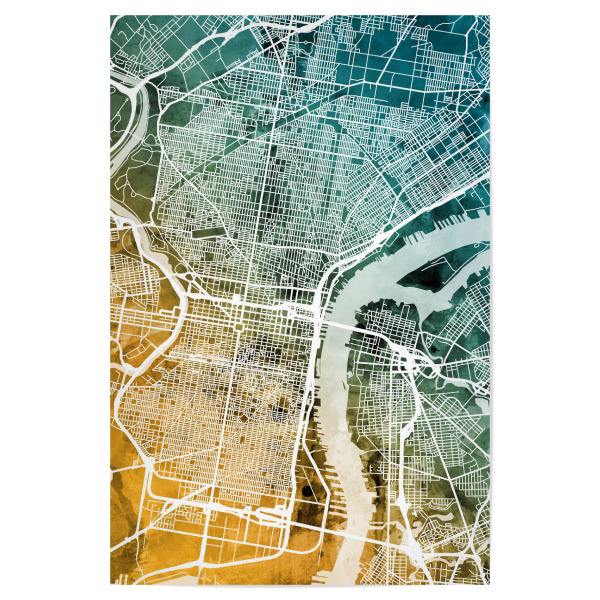 Poster 30x20 cm "Philadelphia Pennsylvania Map" artboxONE - Städte,Städte / Weitere,Kartografie
