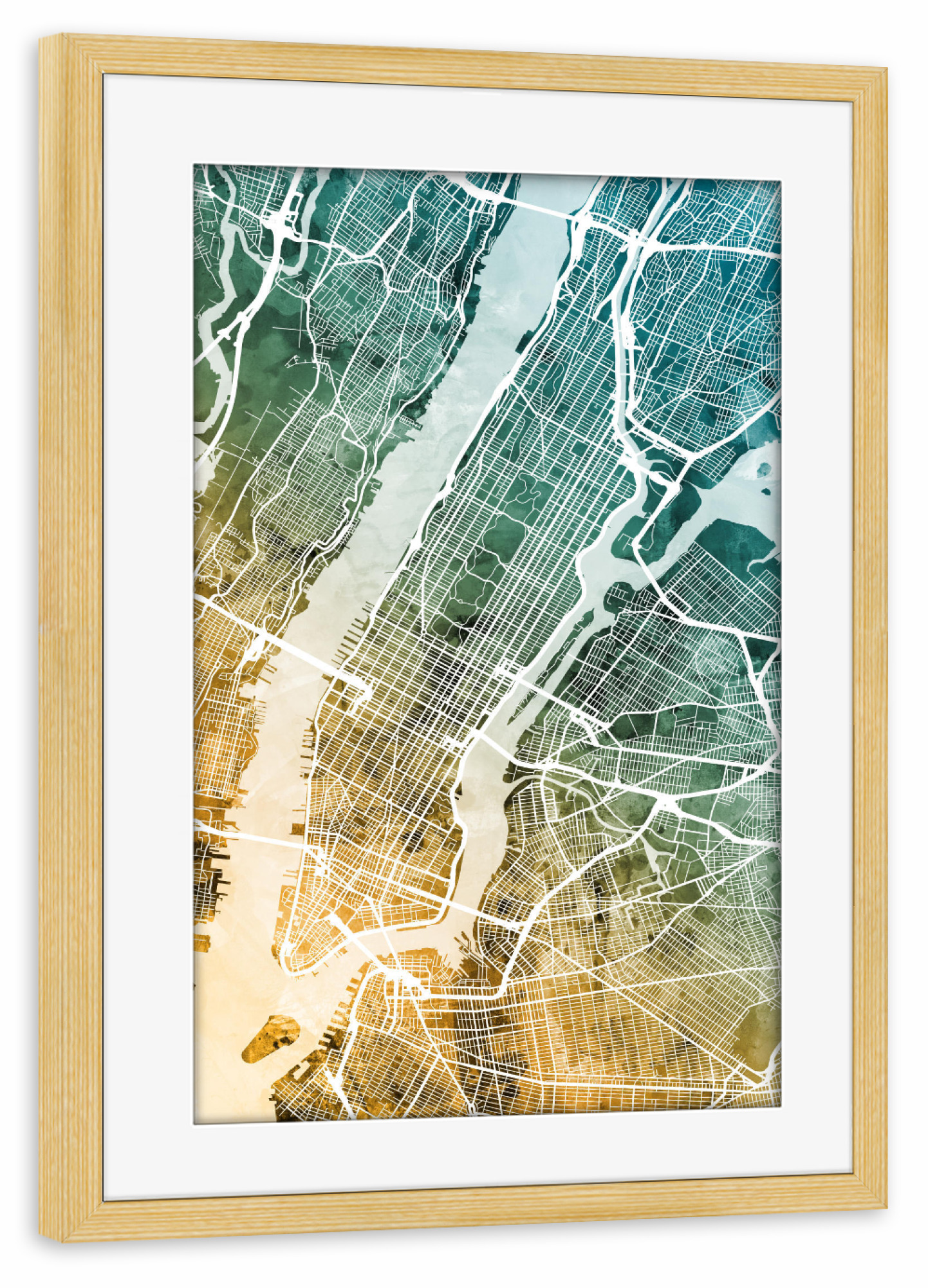Poster mit Rahmen kiefer "New York City Street Map 6" artboxONE - Städte,Städte / New York,Städte / Weitere,Kartografie