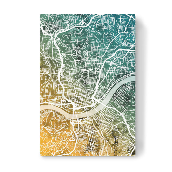 Leinwandbild "Cincinnati Ohio City Map" artboxONE - Städte,Kartografie