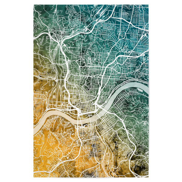Poster 30x20 cm "Cincinnati Ohio City Map" artboxONE - Städte,Kartografie
