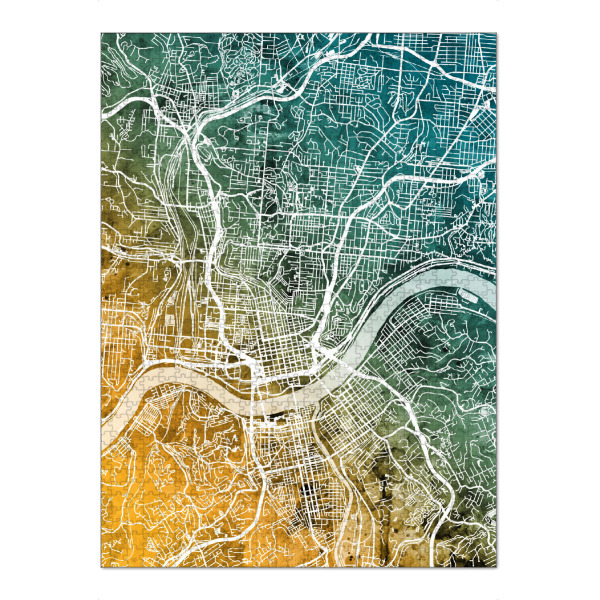 Puzzle Ravensburger "Cincinnati Ohio City Map" artboxONE - Städte,Kartografie