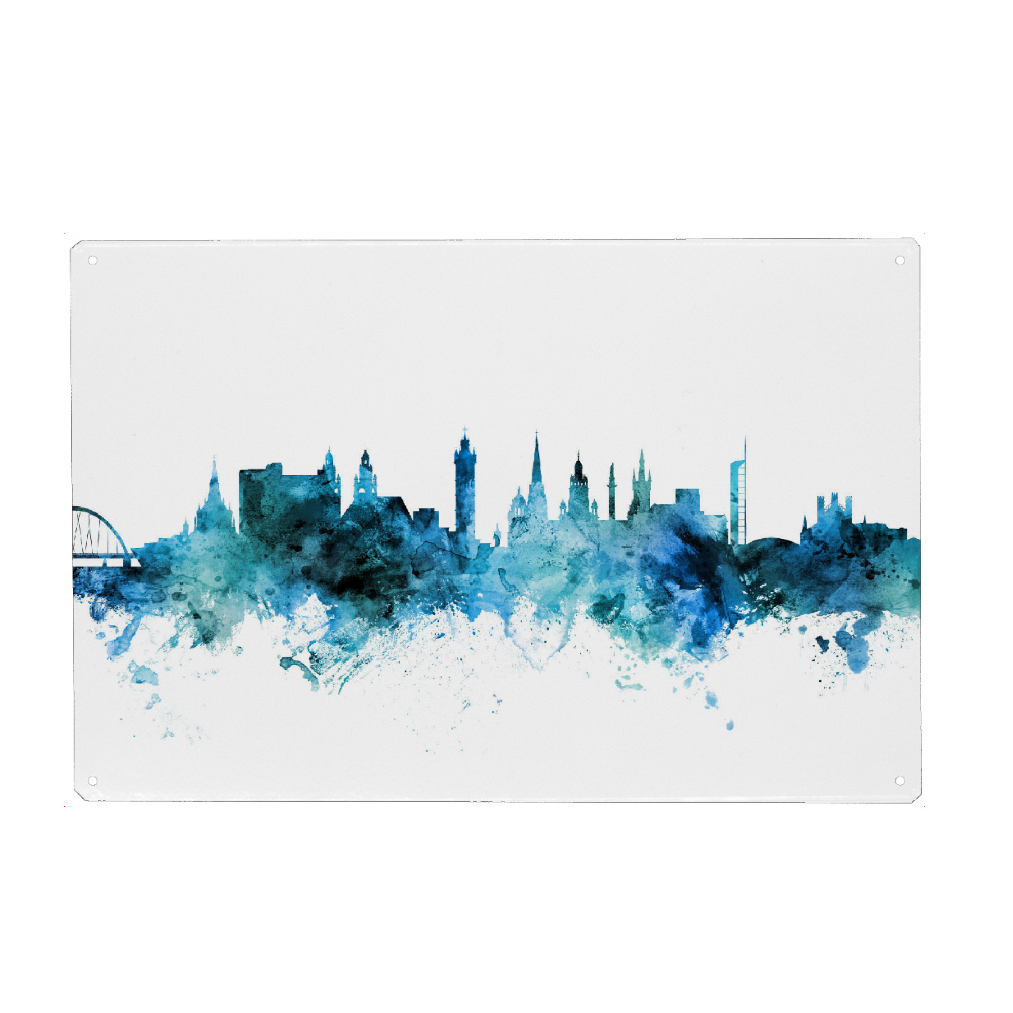 Metall Poster "Glasgow Scotland Skyline Blue" artboxONE - Städte,Reise