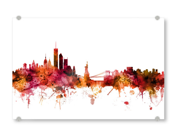 Acrylglasbild "New York Skyline Red" artboxONE - Städte / New York,Reise
