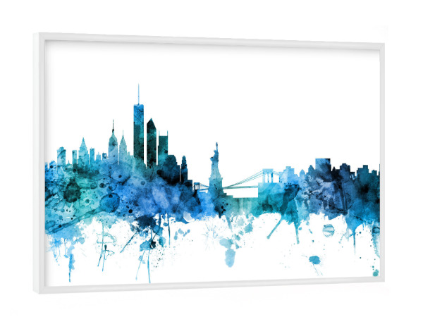 Poster mit weißem Rahmen "New York Skyline Blue" artboxONE - Städte / New York,Reise