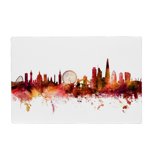 Holzbild "London England Skyline Red" artboxONE - Städte / London,Reise