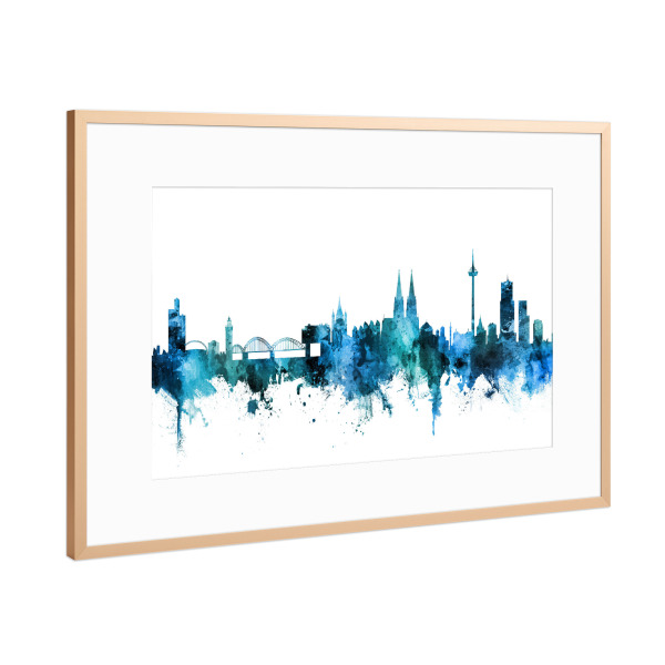 Poster mit Rahmen Kupfer "Cologne Germany Skyline Blue" artboxONE - Städte / Köln,Reise