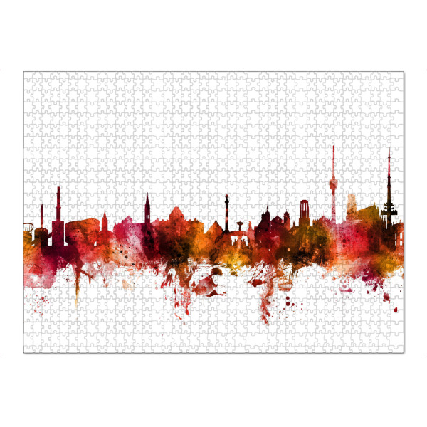 Puzzle Ravensburger "Stuttgart Germany Skyline Red" artboxONE - Reise,Städte / Stuttgart