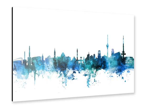 Alu-Dibond "Stuttgart Germany Skyline Blue" 30x20 cm artboxONE