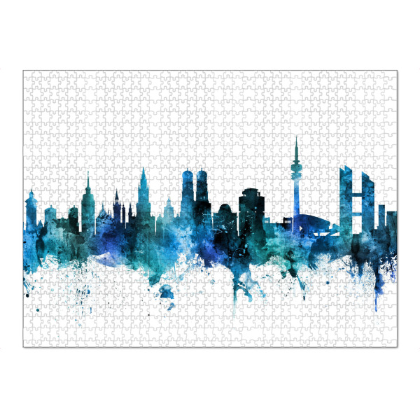 Puzzle Ravensburger "Munich Germany Skyline Blue" artboxONE - Städte / München,Reise