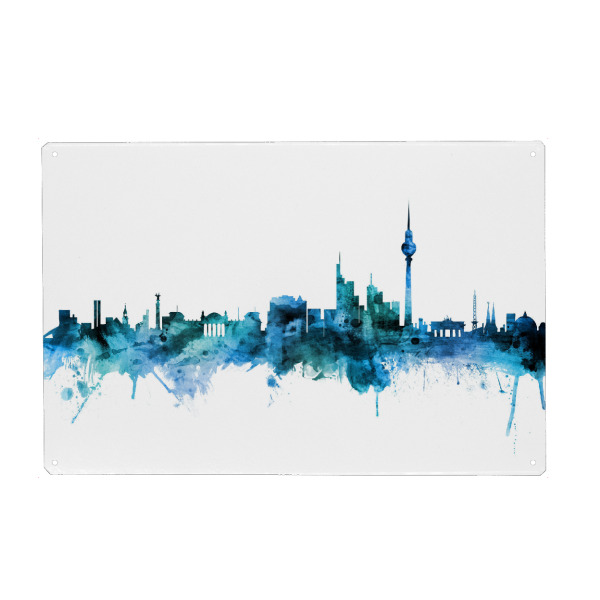 Metall Poster "Berlin Germany Skyline Blue" artboxONE - Städte / Berlin,Reise
