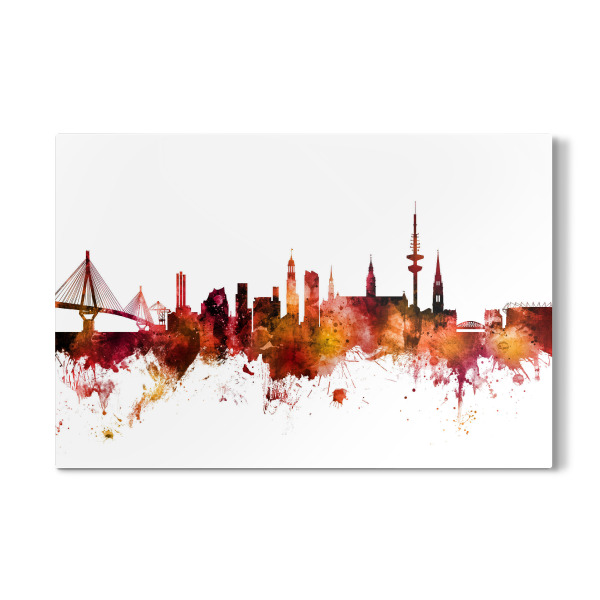 Galerie-Print "Hamburg Germany Skyline Red" 30x20 cm artboxONE