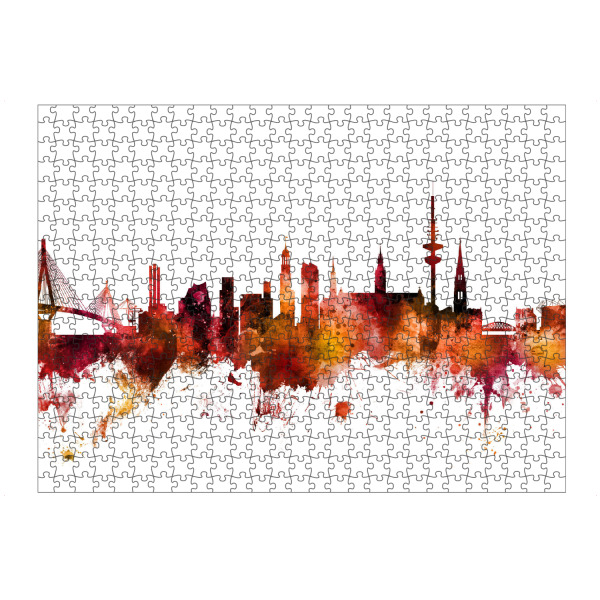 Puzzle Ravensburger "Hamburg Germany Skyline Red" artboxONE - Städte / Hamburg,Reise