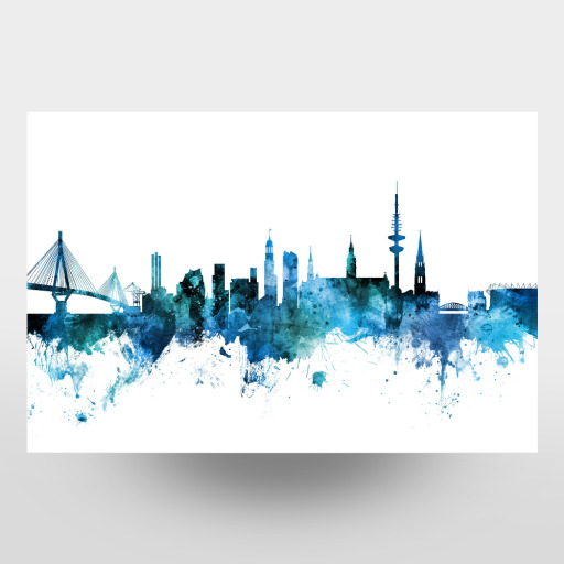 Hamburg Germany Skyline Blue
