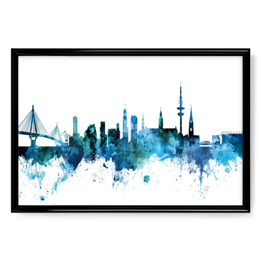 Hamburg Germany Skyline Blue