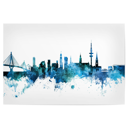Hamburg Germany Skyline Blue