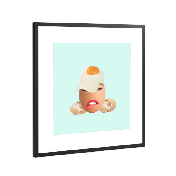 Poster mit Rahmen Schwarz (Metallic) "Egg crack" artboxONE - Essen & Trinken,Abstrakt,Lustig