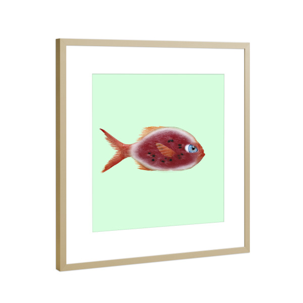 Poster mit Rahmen Gold "Red Fish" artboxONE - Tiere,Abstrakt