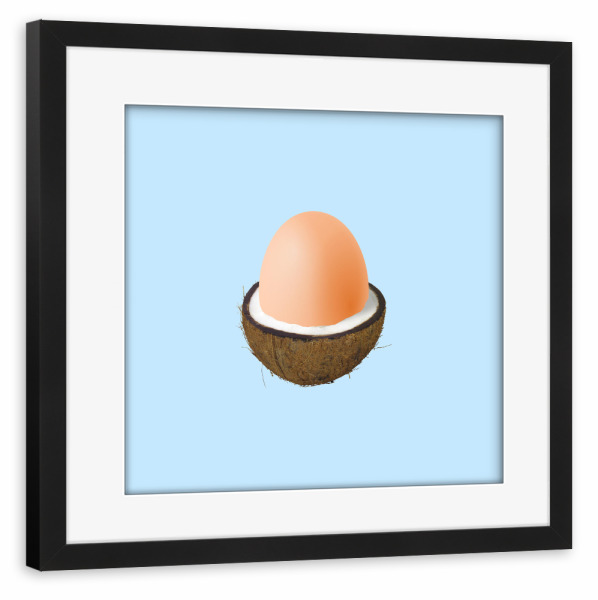 Poster mit Rahmen schwarz "Coco-egg" artboxONE - Essen & Trinken,Abstrakt,Essen & Trinken / Obst & Gemüse