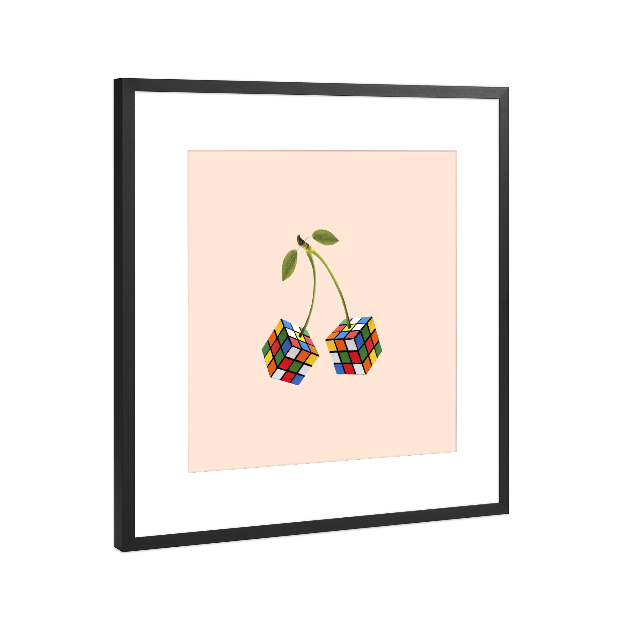 Poster mit Rahmen Schwarz (Metallic) "Cherry rubik" artboxONE - Essen & Trinken,Abstrakt