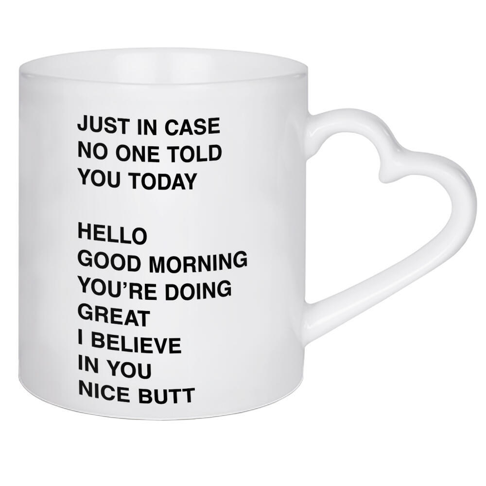 Herztasse "Just in case" artboxONE - Typografie,Liebe