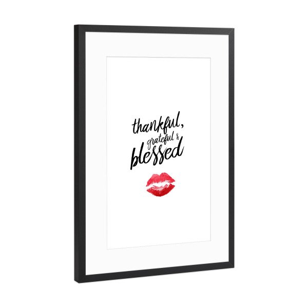 Poster mit Rahmen Schwarz (Metallic) "Blessed" artboxONE - Typografie,Liebe