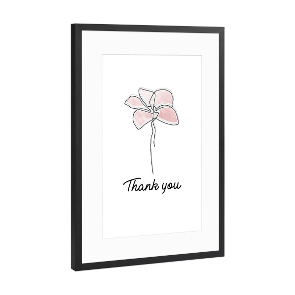 Poster mit Rahmen Schwarz (Metallic) "Thank You Flower" artboxONE - Typografie,Floral,Liebe