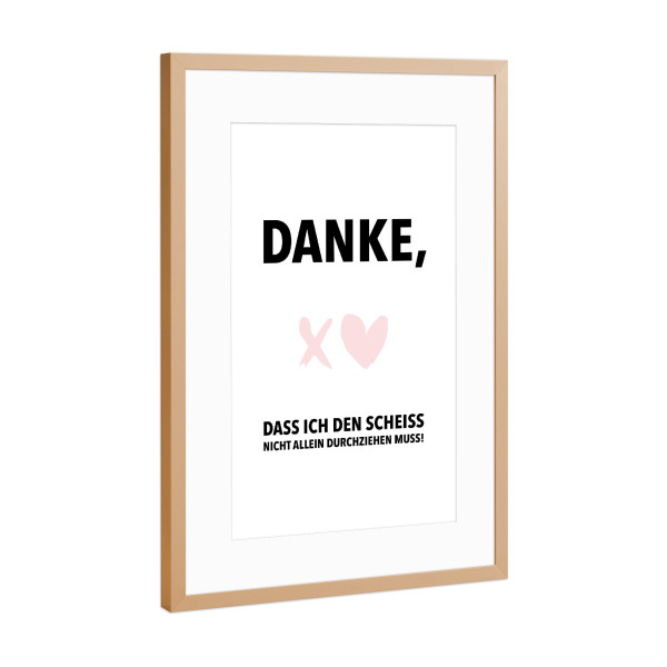 Poster mit Rahmen Kupfer "Nicht allein" artboxONE - Typografie