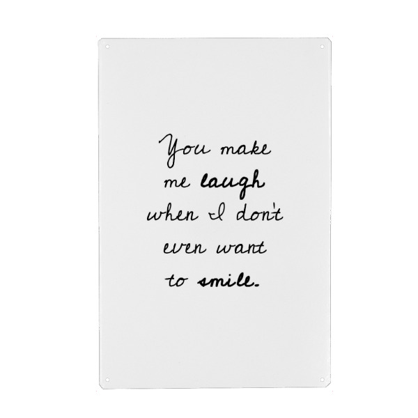 Holzbild "You make me laugh" artboxONE - Typografie,Schwarzweiß,Liebe