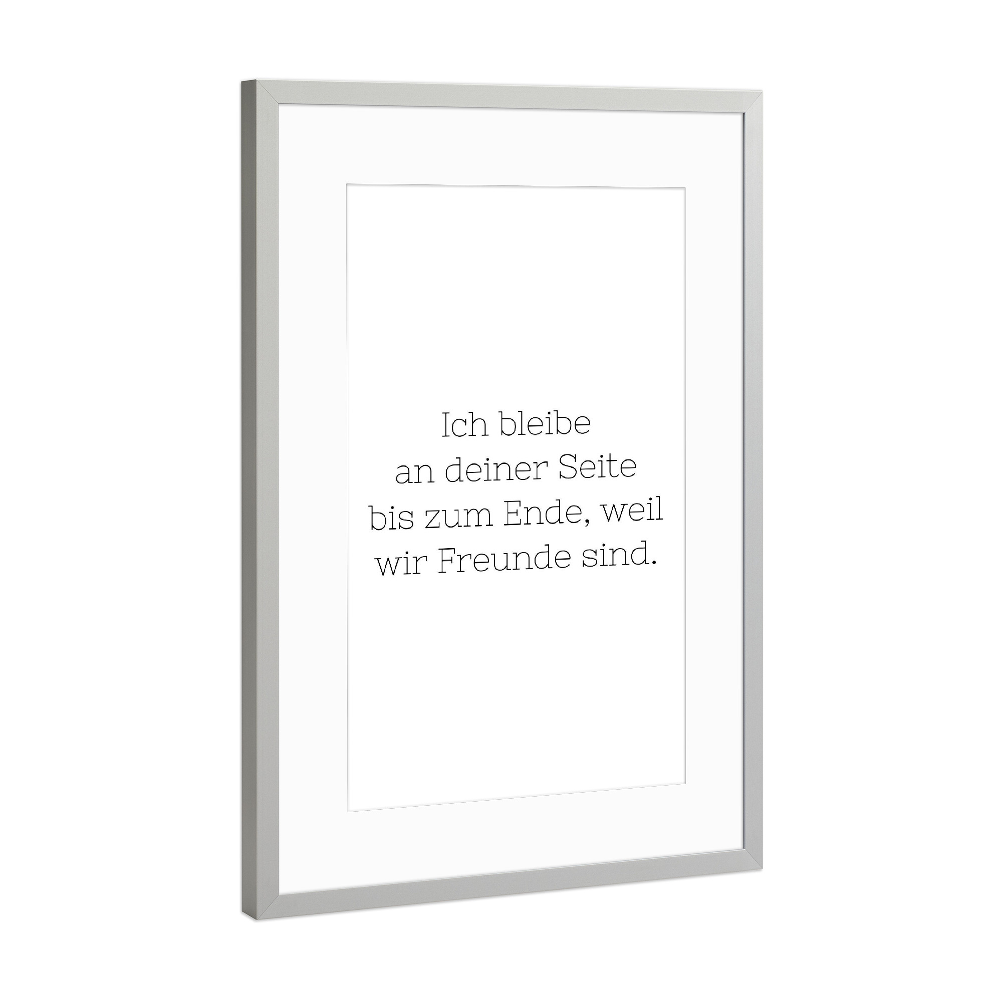 Poster mit Rahmen Silber "An deiner Seite" artboxONE - Typografie,Schwarzweiß,Liebe